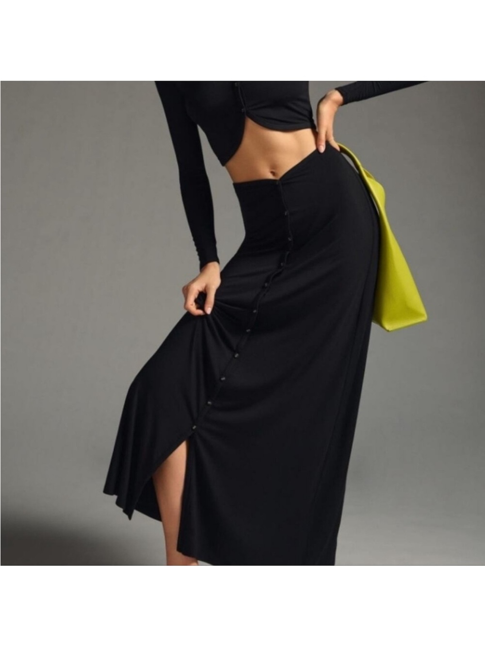 Favorite Daughter Black Button-Through Maxi Skirt Sz M